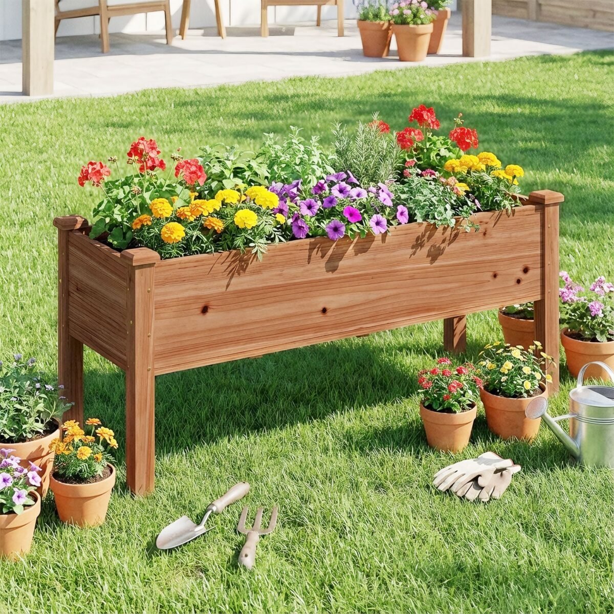 Medinė pakelta lysvė sodui ir balkonui (Natūrali) – Paveikslėlis 2