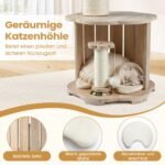 Medinė trijų aukštų kačių draskyklė su erdvia kapsule ir guoliu (Natūrali)