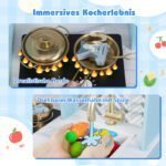 Medinė vaikiška virtuvėlė su kavos aparatu ir ledo kubelių dalytuvu (Mėlyna) – Paveikslėlis 4