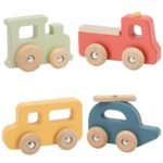 Medinis pastelinių spalvų transporto priemonių rinkinys