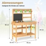 Medžio masyvo purvo virtuvėlė su kreidos lenta bei vandens maišytuvu (Natūrali) – Paveikslėlis 2