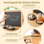 Medžio masyvo purvo virtuvėlė su kreidos lenta bei vandens maišytuvu (Natūrali) – Paveikslėlis 4