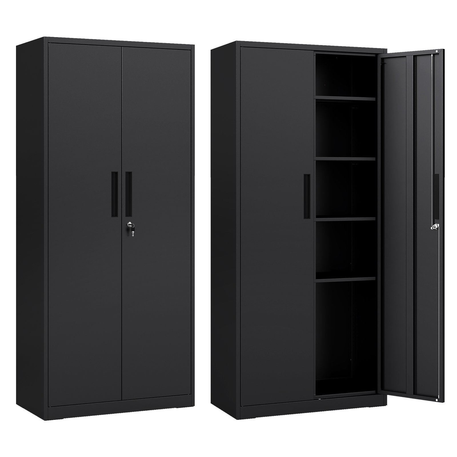 Metalinė sandėliavimo spintelė su 2 rakinamomis durelėmis (Juoda)