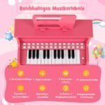 Mini skaitmeninis pianinas vaikams su 25 klavišais ir mokomuoju režimu (Rožinė) – Paveikslėlis 3