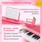 Mini skaitmeninis pianinas vaikams su 25 klavišais ir mokomuoju režimu (Rožinė) – Paveikslėlis 5