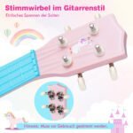 Mini ukulelė pradedantiesiems vaikams su 4 nailono stygomis (Rožinė) – Paveikslėlis 4