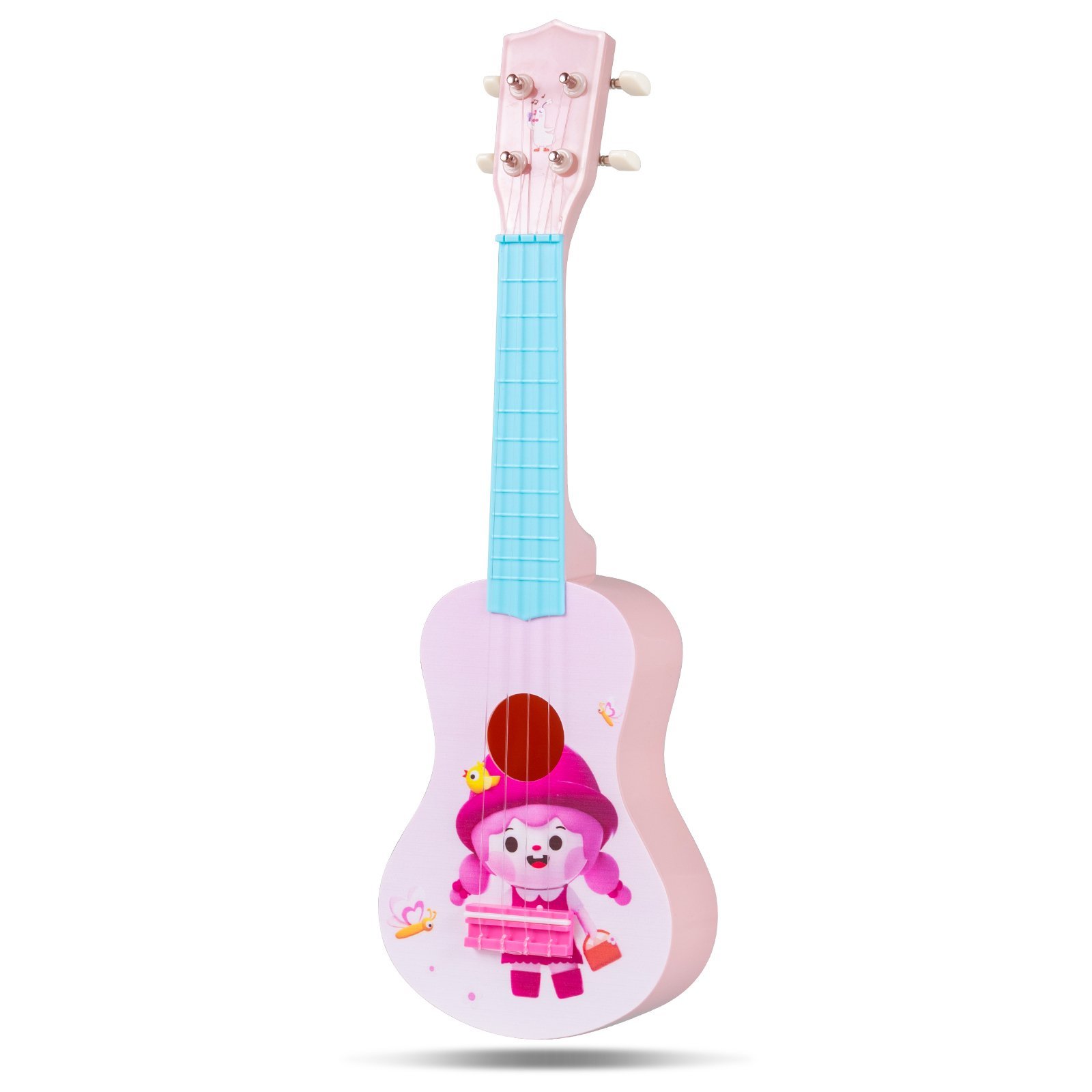 Mini ukulelė pradedantiesiems vaikams su 4 nailono stygomis (Rožinė)