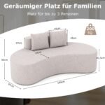 Minkšta išlenkta sofa su žema atrama ir 2 dekoratyvinėmis pagalvėlėmis (Pilka) – Paveikslėlis 2