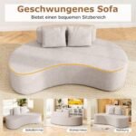 Minkšta išlenkta sofa su žema atrama ir 2 dekoratyvinėmis pagalvėlėmis (Pilka) – Paveikslėlis 3