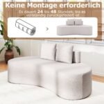 Minkšta išlenkta sofa su žema atrama ir 2 dekoratyvinėmis pagalvėlėmis (Pilka) – Paveikslėlis 5