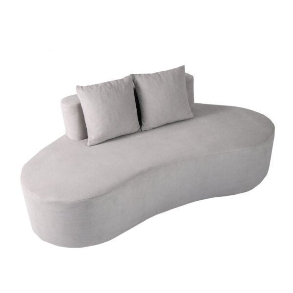 Minkšta Išlenkta Sofa su Žema Atrama ir 2 Dekoratyvinėmis Pagalvėlėmis (Pilka)