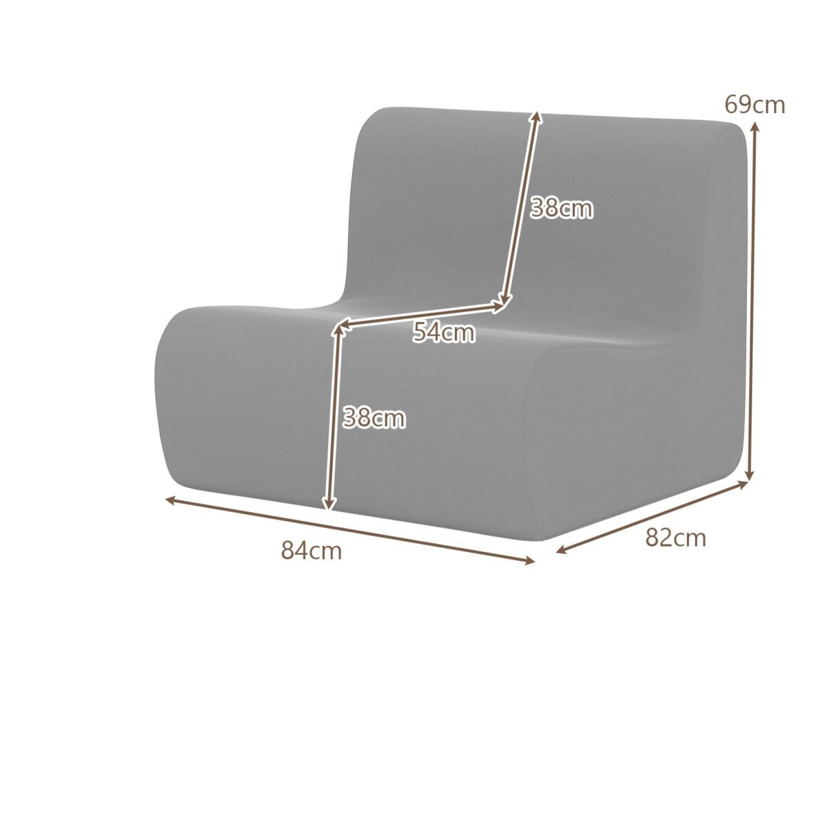 Minkštas grindų sėdmaišio tipo krėslas su ergonomine atrama (Pilka) – Paveikslėlis 2