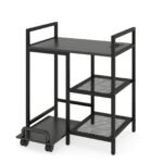 Mobilus 3 pakopų spausdintuvo stovas su įkrovimo stotele (Juoda)