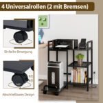 Mobilus 3 pakopų spausdintuvo stovas su įkrovimo stotele (Juoda) – Paveikslėlis 4