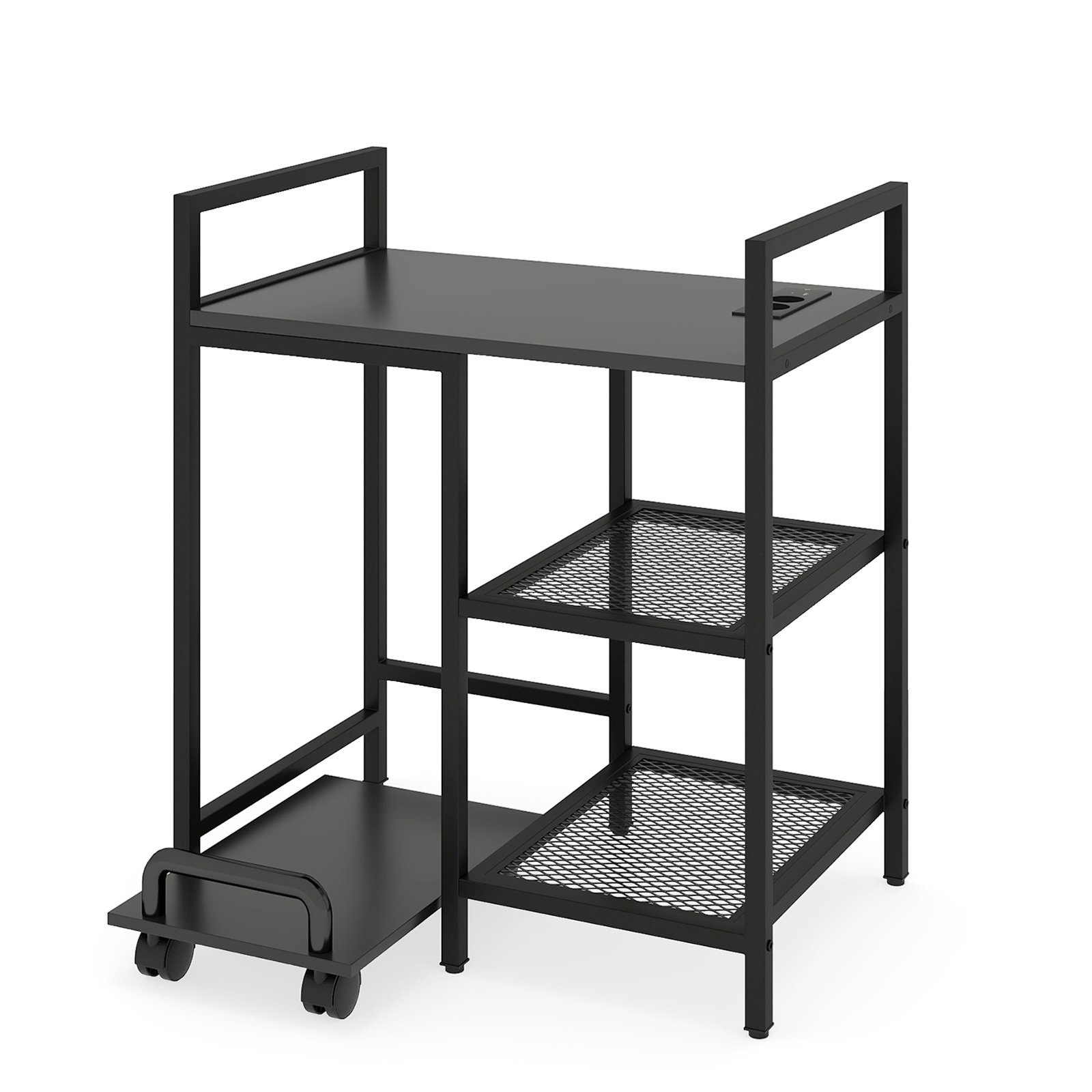 Mobilus 3 pakopų spausdintuvo stovas su įkrovimo stotele (Juoda)