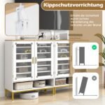Moderni batų spintelė su tinklinėmis durelėmis ir reguliuojamomis lentynomis (Balta)