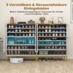 Moderni batų spintelė su tinklinėmis durelėmis ir reguliuojamomis lentynomis (Balta)