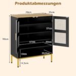 Moderni batų spintelė su tinklinėmis durelėmis ir reguliuojamomis lentynomis (Juoda)