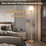 Moderni pastatoma 165 cm aukščio lempa su stikliniu gaubtu (Auksinė) – Paveikslėlis 5