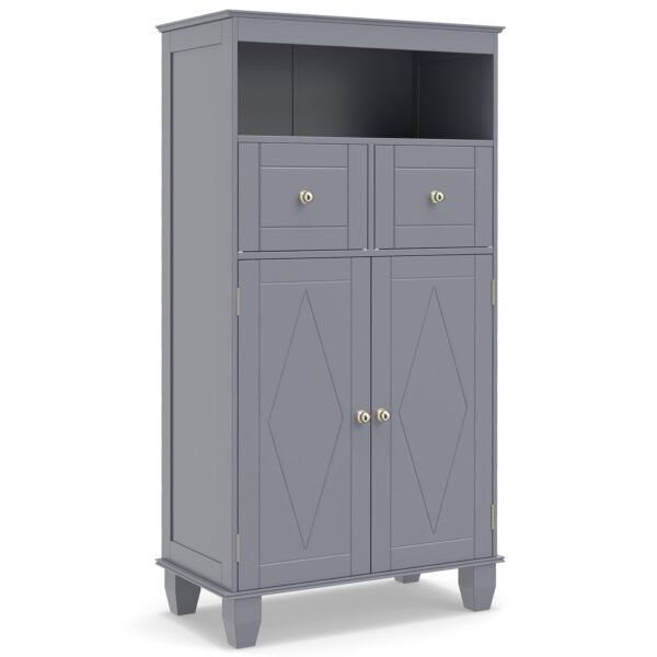 Moderni pastatoma spintelė su stalčiais ir reguliuojama lentyna (Pilka)