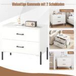 Moderni spintelė su 2 stalčiais ir metalinėmis kojomis (Balta)