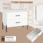 Moderni spintelė su 2 stalčiais ir metalinėmis kojomis (Balta) – Paveikslėlis 3