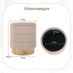 Modernus apvalus pufas-daiktadėžė su nuimamu dangčiu (Smėlio) – Paveikslėlis 2