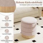 Modernus apvalus pufas-daiktadėžė su nuimamu dangčiu (Smėlio) – Paveikslėlis 4