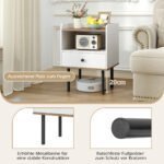 Modernūs naktiniai staliukai su stalčiais ir metalinėmis kojomis 2 vnt. (Balta) – Paveikslėlis 4