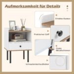 Modernūs naktiniai staliukai su stalčiais ir metalinėmis kojomis 2 vnt. (Balta) – Paveikslėlis 5