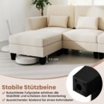 Modulinė U formos keturvietė kampinė sofa su USB ir Type-C įkrovimo jungtimis (Smėlio spalvos)