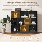 Modulinė lentyna su 10 skyriais ir 3 lygiais (Juoda)