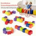 Moduliniai vaikiški pufai su nuimamais dirbtinės odos užvalkalais 6 vnt. (Daugiaspalvė)
