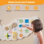 Montessori edukacinė veiklos lenta ant sienos vaikams 11-in-1 (Balta)