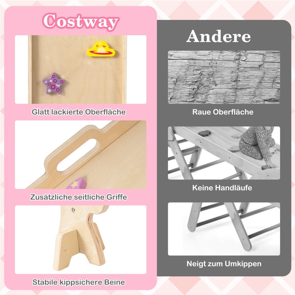 Montessori medinis laipiojimo rinkinys vaikams su sulankstomu trikampiu (Pastelinių spalvų) – Paveikslėlis 3