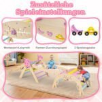 Montessori medinis laipiojimo rinkinys vaikams su sulankstomu trikampiu (Pastelinių spalvų) – Paveikslėlis 4