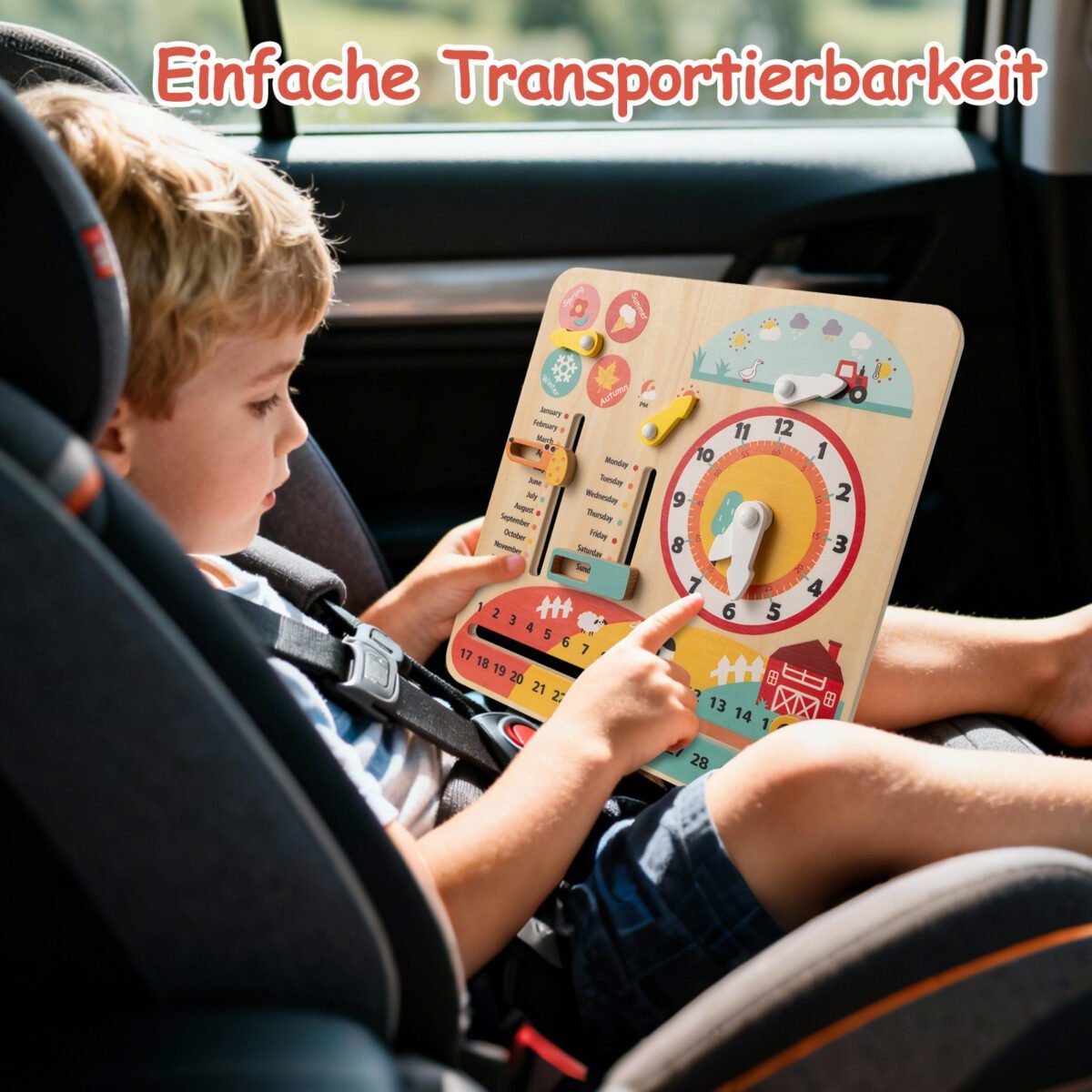 Montessori medinis mokomasis laikrodis-kalendorius vaikams (Įvairiaspalvė) – Paveikslėlis 4