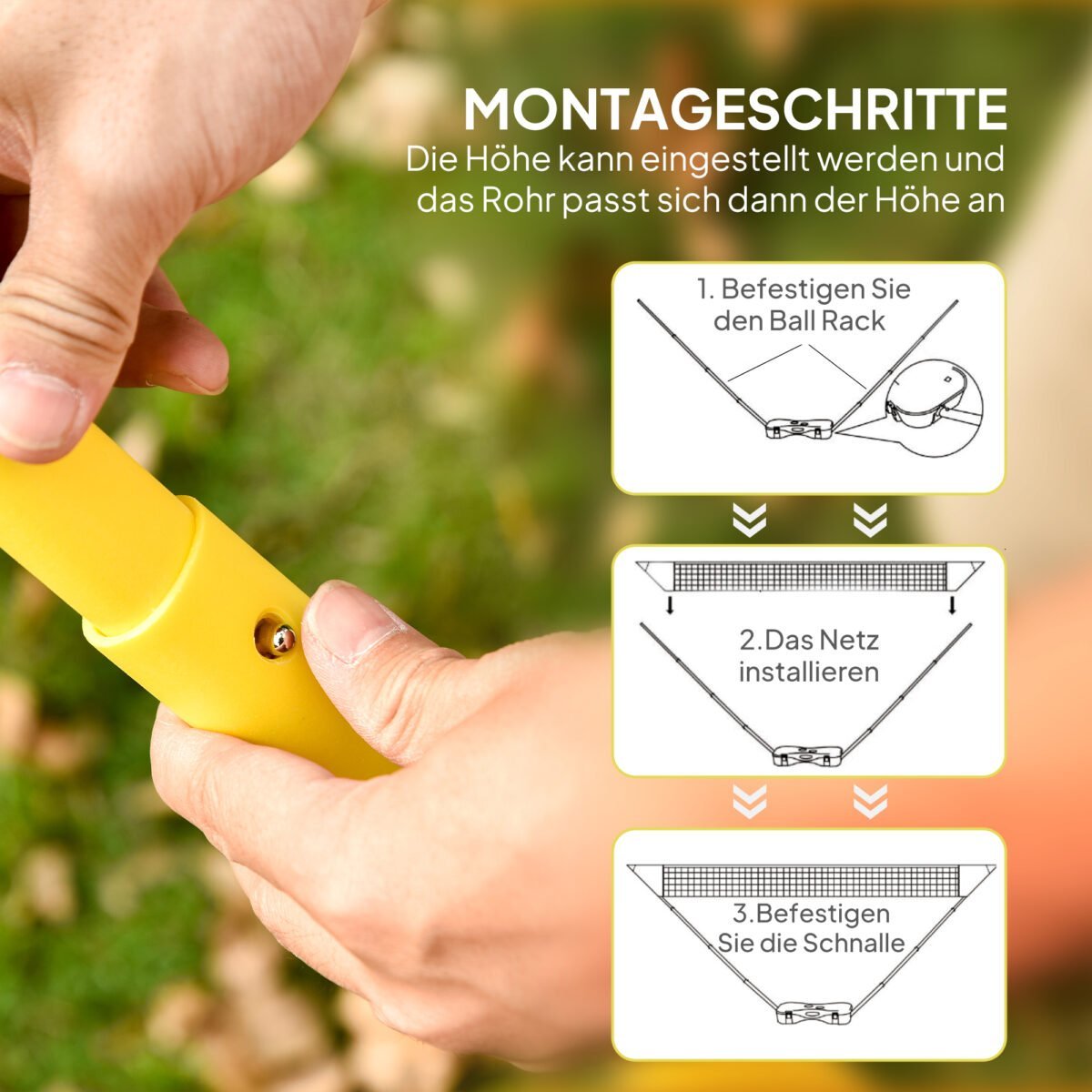 Nešiojamas badmintono tinklo komplektas su 4 raketėmis – Paveikslėlis 5