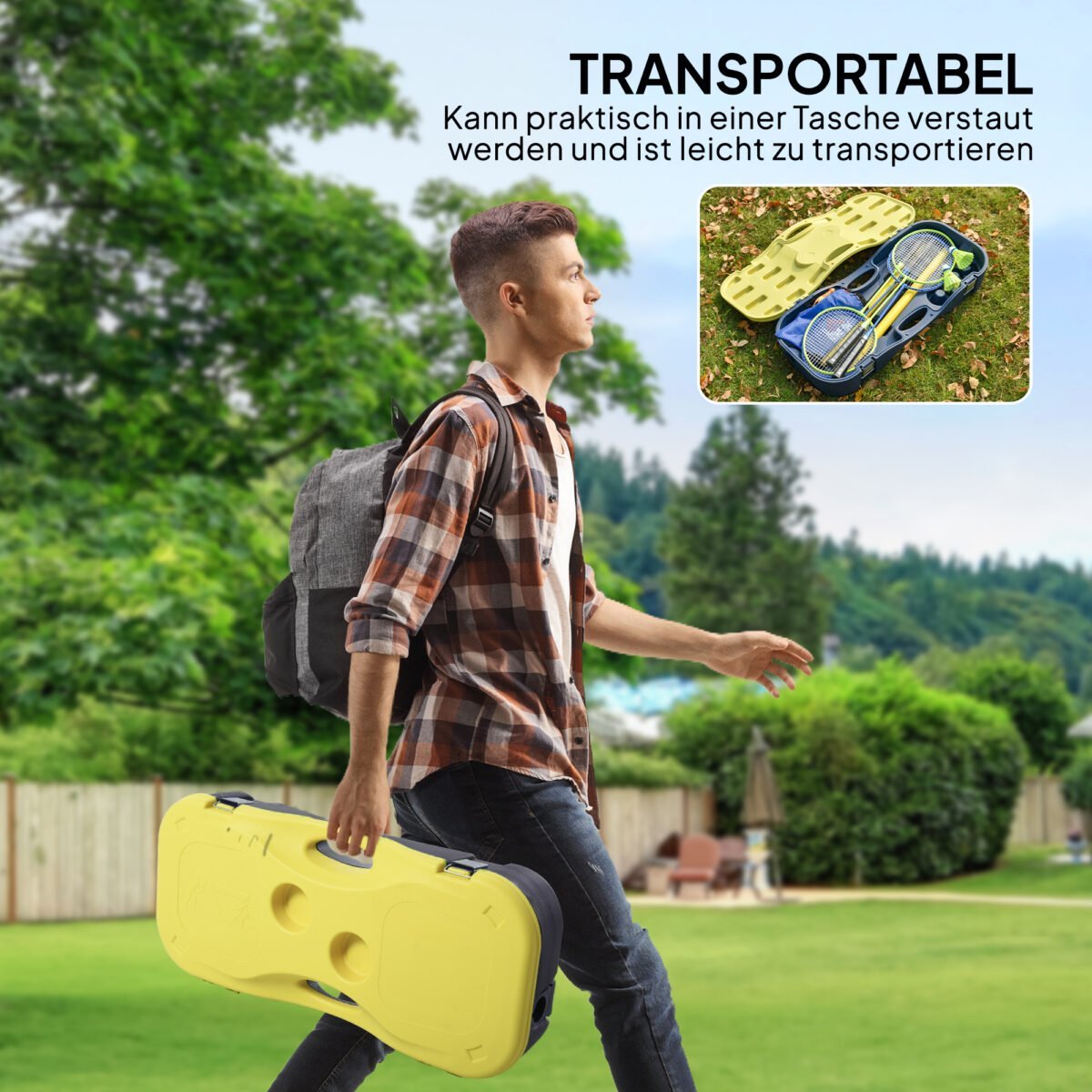 Nešiojamas badmintono tinklo komplektas su 4 raketėmis – Paveikslėlis 6