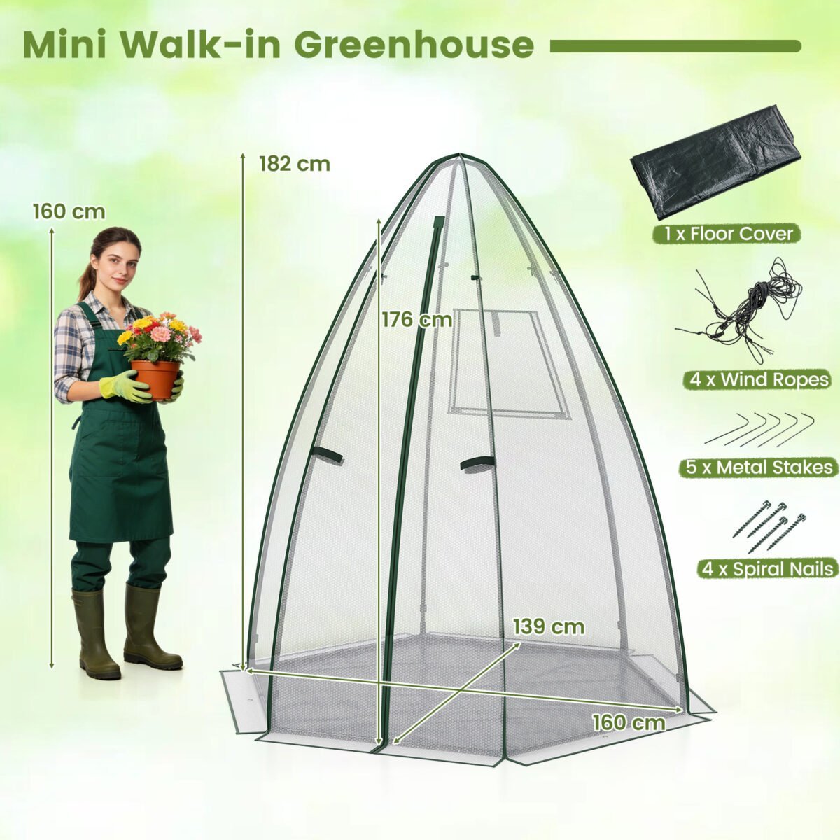 Nešiojamas mini šiltnamis su pūslėta PE danga (Balta) – Paveikslėlis 2