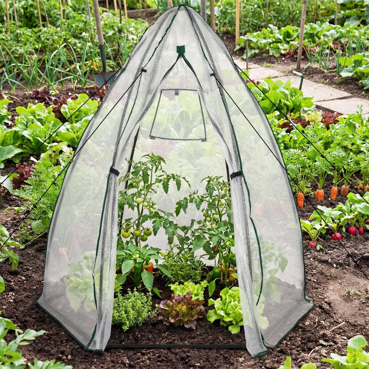 Nešiojamas mini šiltnamis su pūslėta PE danga (Balta) – Paveikslėlis 4