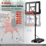 Nešiojamas reguliuojamo aukščio krepšinio stovas su ratukais (Juoda) – Paveikslėlis 3