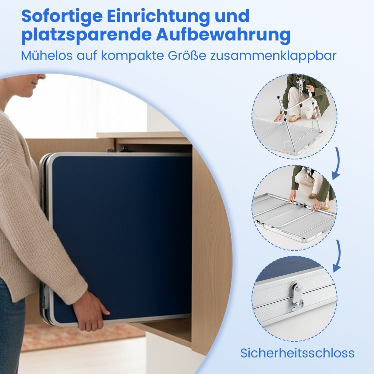 Nešiojamas sulankstomas stalo teniso stalas su reguliuojamu aukščiu (Mėlyna ir žalia) – Paveikslėlis 5