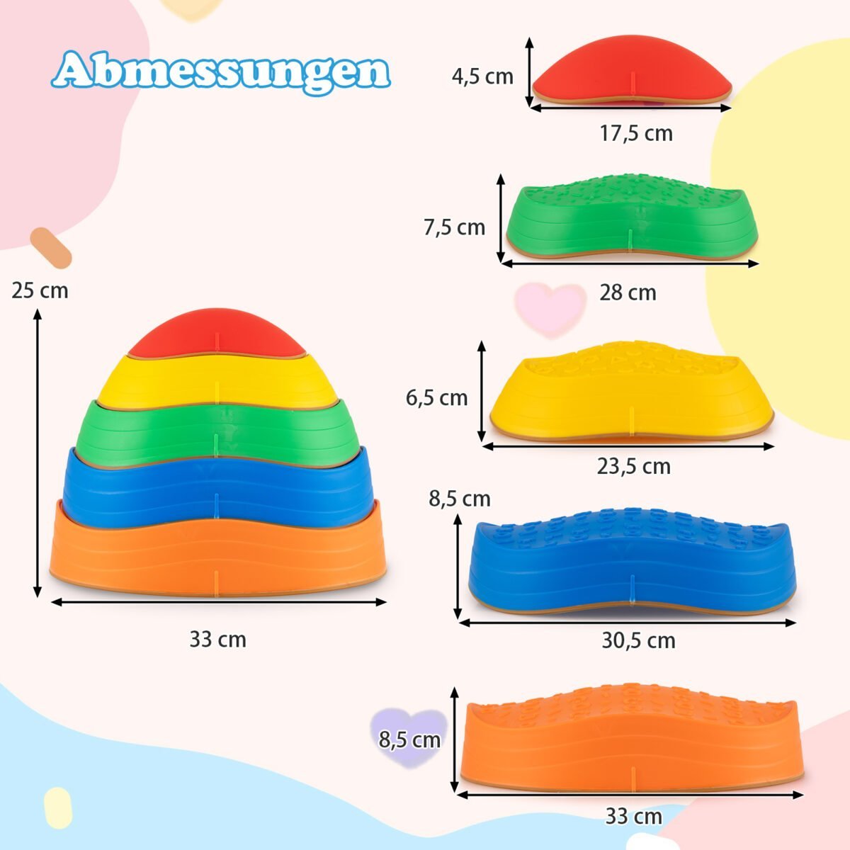 Neslystantys balansavimo akmenys vaikams – iki 75 kg (Įvairiaspalvė) – Paveikslėlis 2