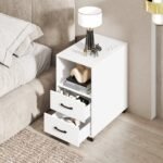 Pagalbinis staliukas su integruota įkrovimo stotele ir ratukais (Balta) – Paveikslėlis 2