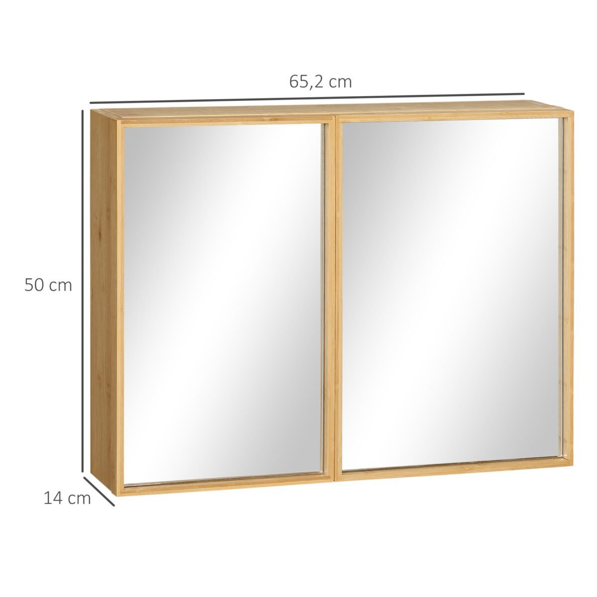 Pakabinama bambukinė vonios spintelė su veidrodinėmis durelėmis – Paveikslėlis 3