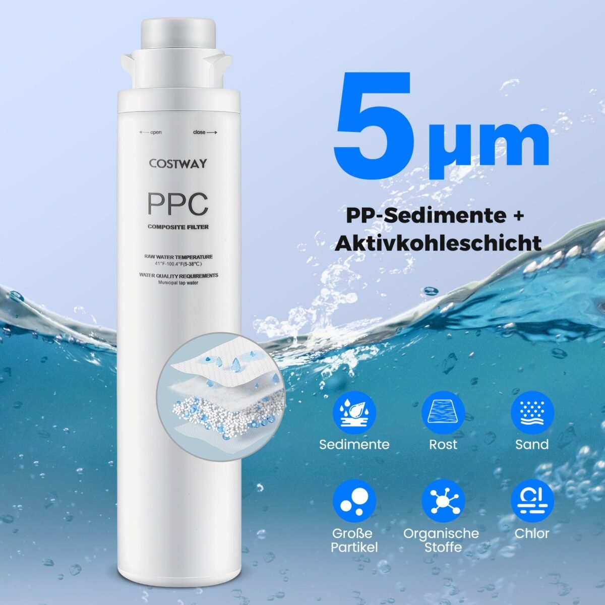 Pakeičiamas vandens filtras stacionariai RO sistemai su greitu montavimu (Balta) – Paveikslėlis 4