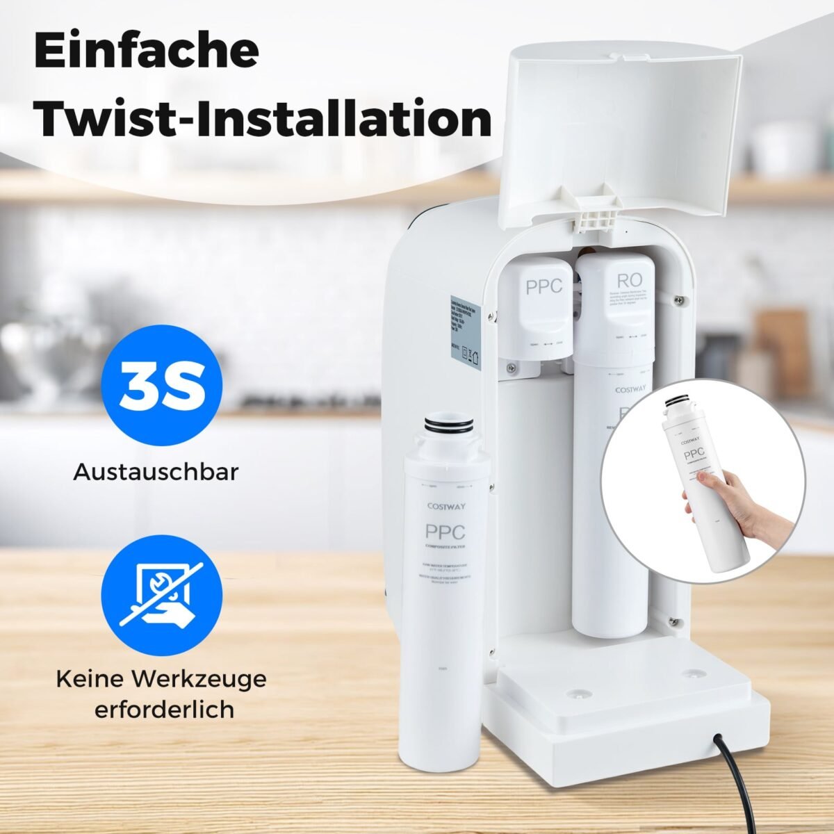 Pakeičiamas vandens filtras stacionariai RO sistemai su greitu montavimu (Balta) – Paveikslėlis 5
