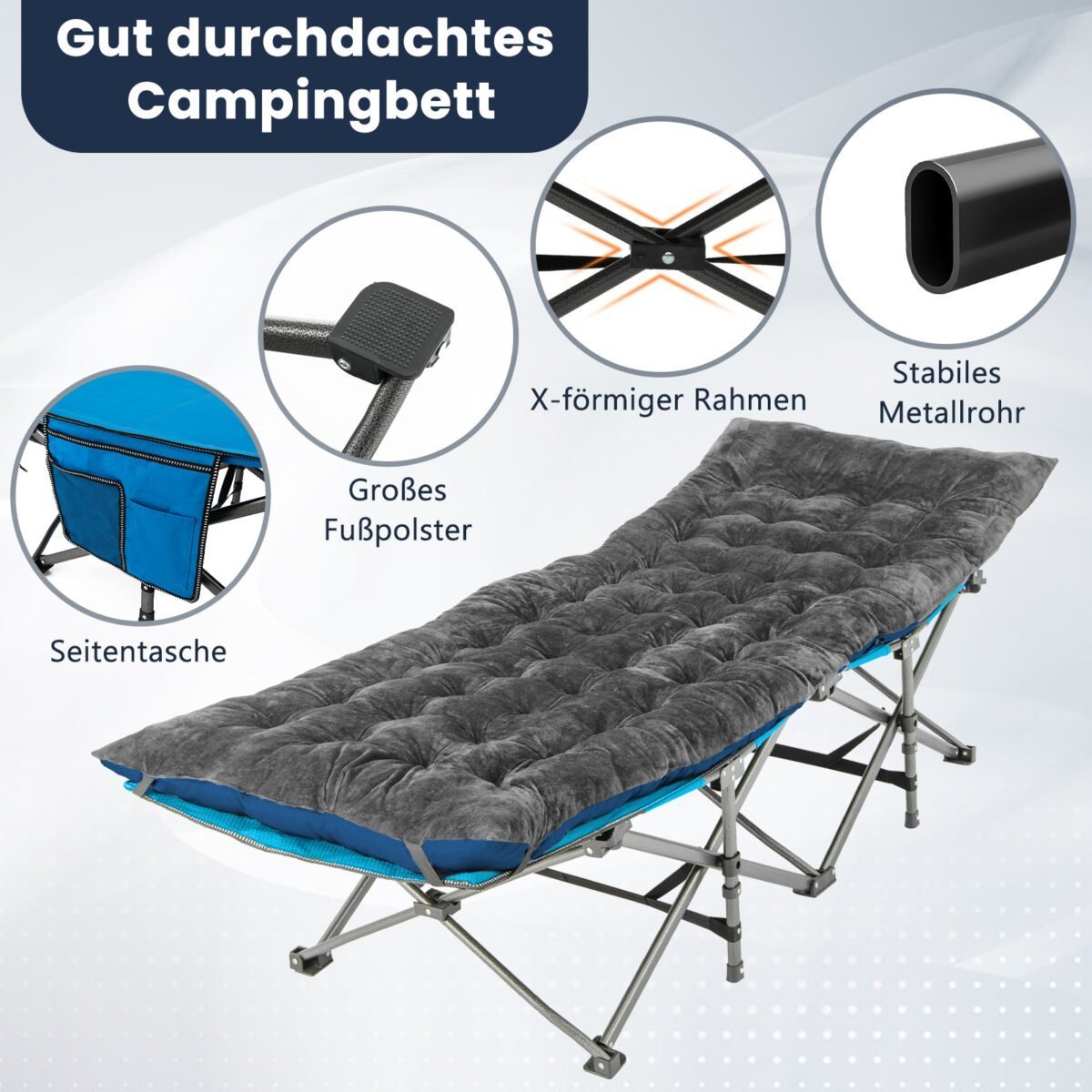 Patogus gulimos kėdės čiužinys su 7 cm storio užpildu ir tvirtinimo dirželiais (Pilka) – Paveikslėlis 4