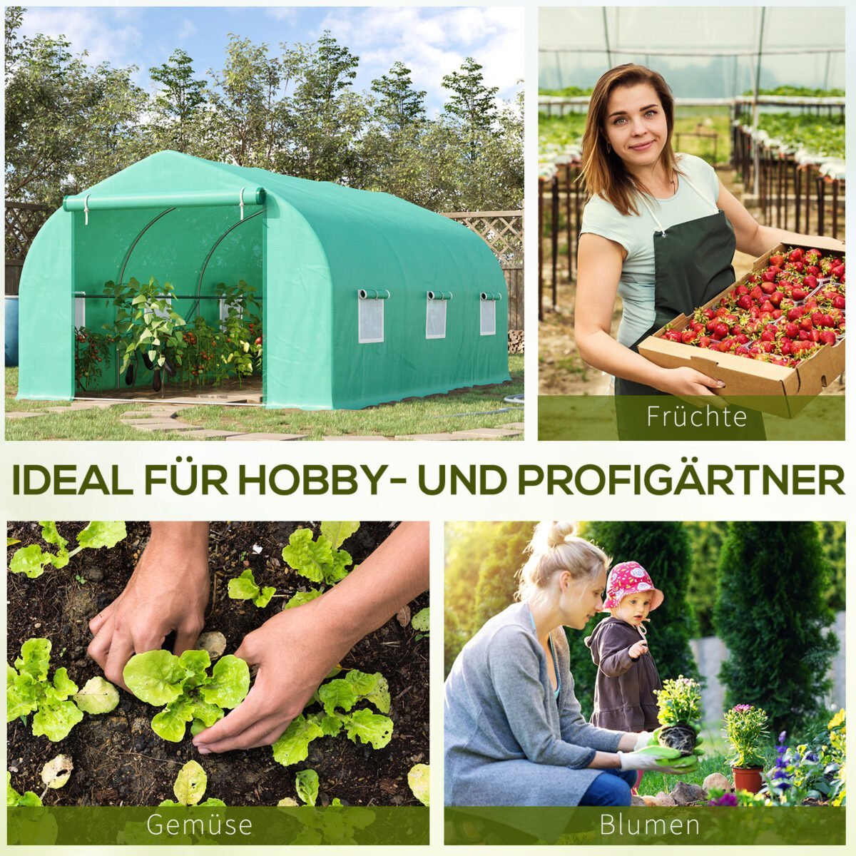 Plėvelinis šiltnamis su šlaitiniu stogu, 450x300x205 cm – Paveikslėlis 4